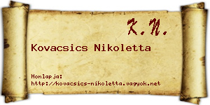 Kovacsics Nikoletta névjegykártya